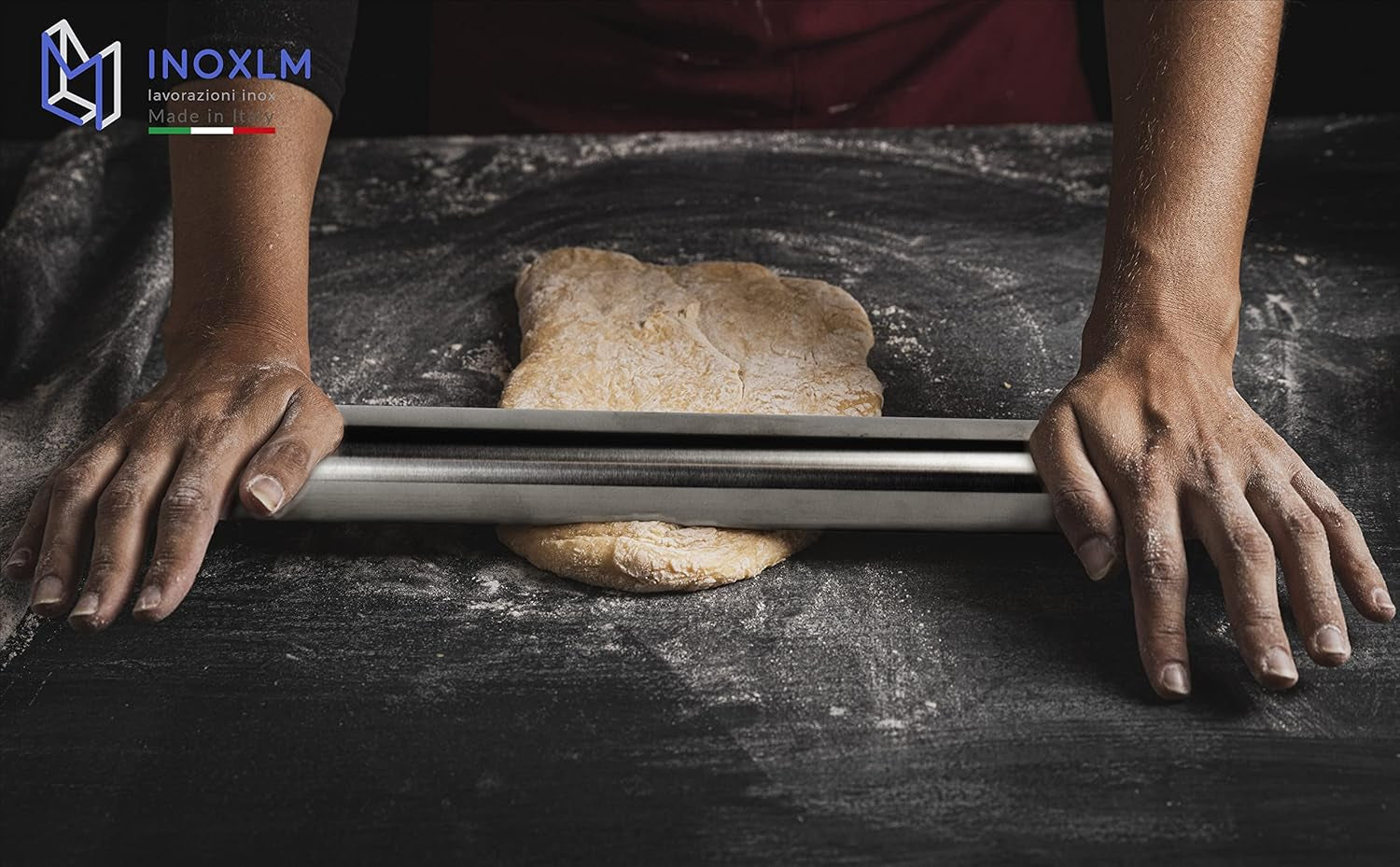 INOXLM Rouleau à pâtisserie en acier inoxydable pour pâte à sucre, pain de cuisine, pizza, bonbons, gâteau (sans couvercle)