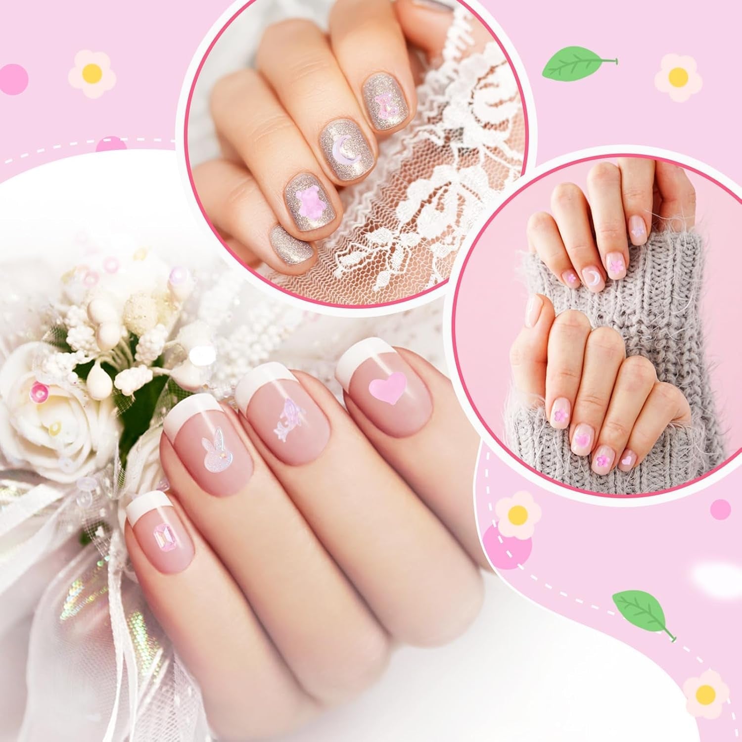 Lot de 100 breloques pour ongles Y2K en résine 3D, fleur de camélia, strass Kawaii, décorations pour nail art, motifs, accessoires de loisirs créatifs (rose)