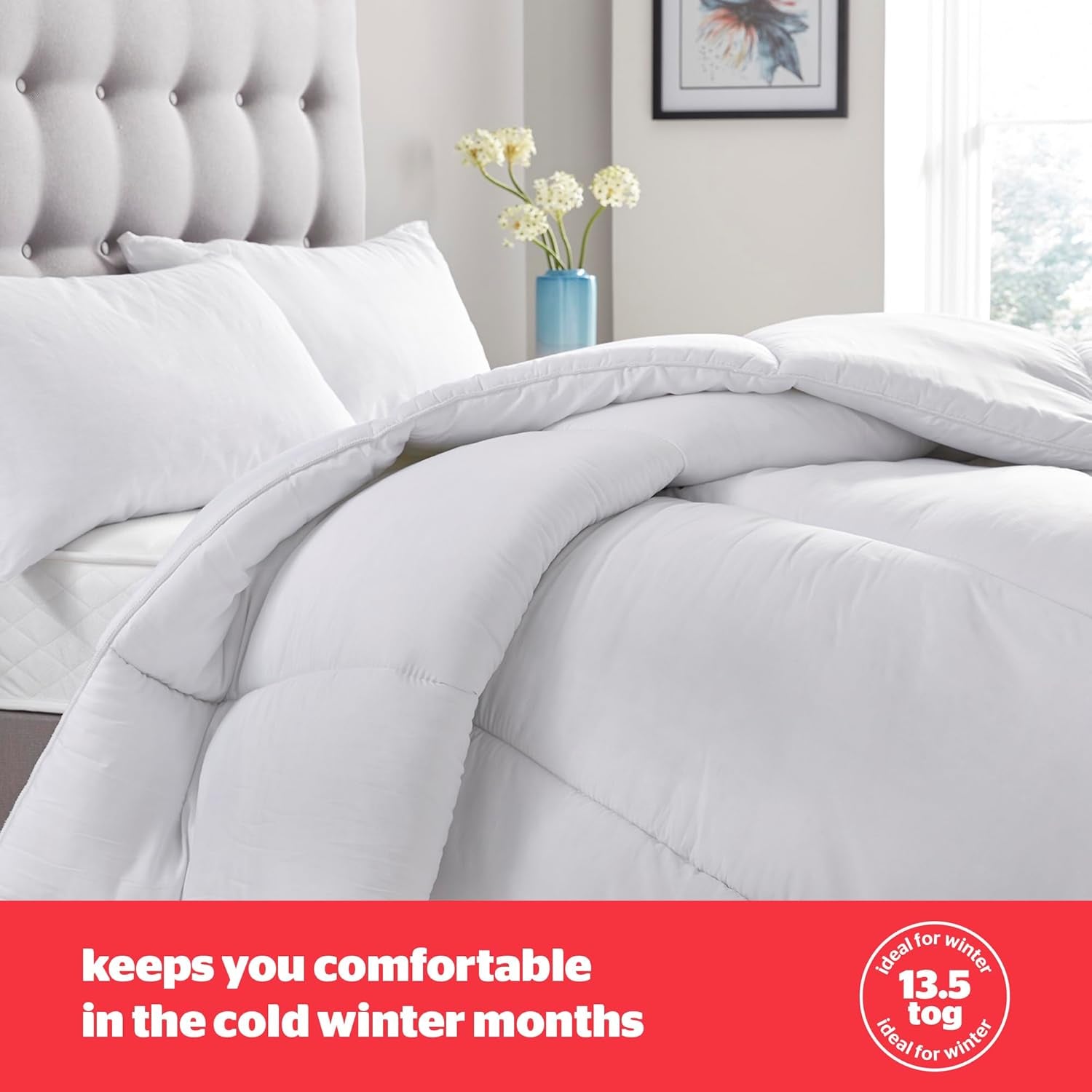 Couette rebond Silentnight, 13,5 tog, king size, tissu en coton mélangé, blanc, king size Couettes et couettes Naty Shop