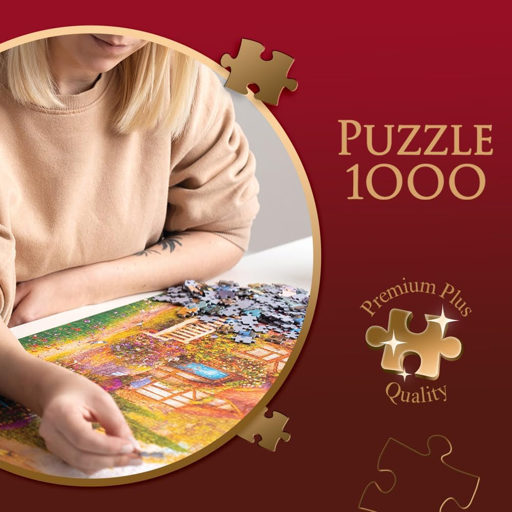 Trefl Premium plus Quality - Puzzle Tea Time : Maisons Stoney Lane - 1000 pièces, Série d'images peintes nostalgiques, Assortiment idéal de pièces, Pour adultes et enfants à partir de 12 ans Puzzle Naty Shop
