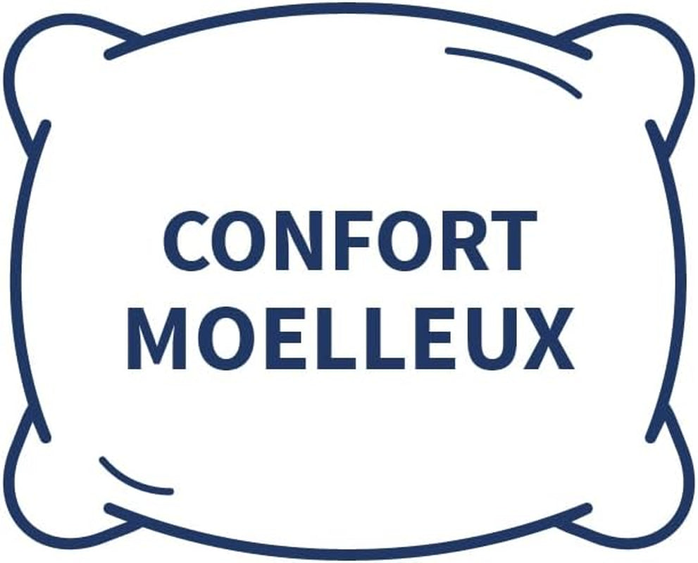 Bleu Câlin Lot de 2 oreillers rectangulaires anti-acariens, antibactériens, confort moelleux, T 60X60 Cm, 100% coton, hygiène parfaite assortiment oreillers standards Naty Shop