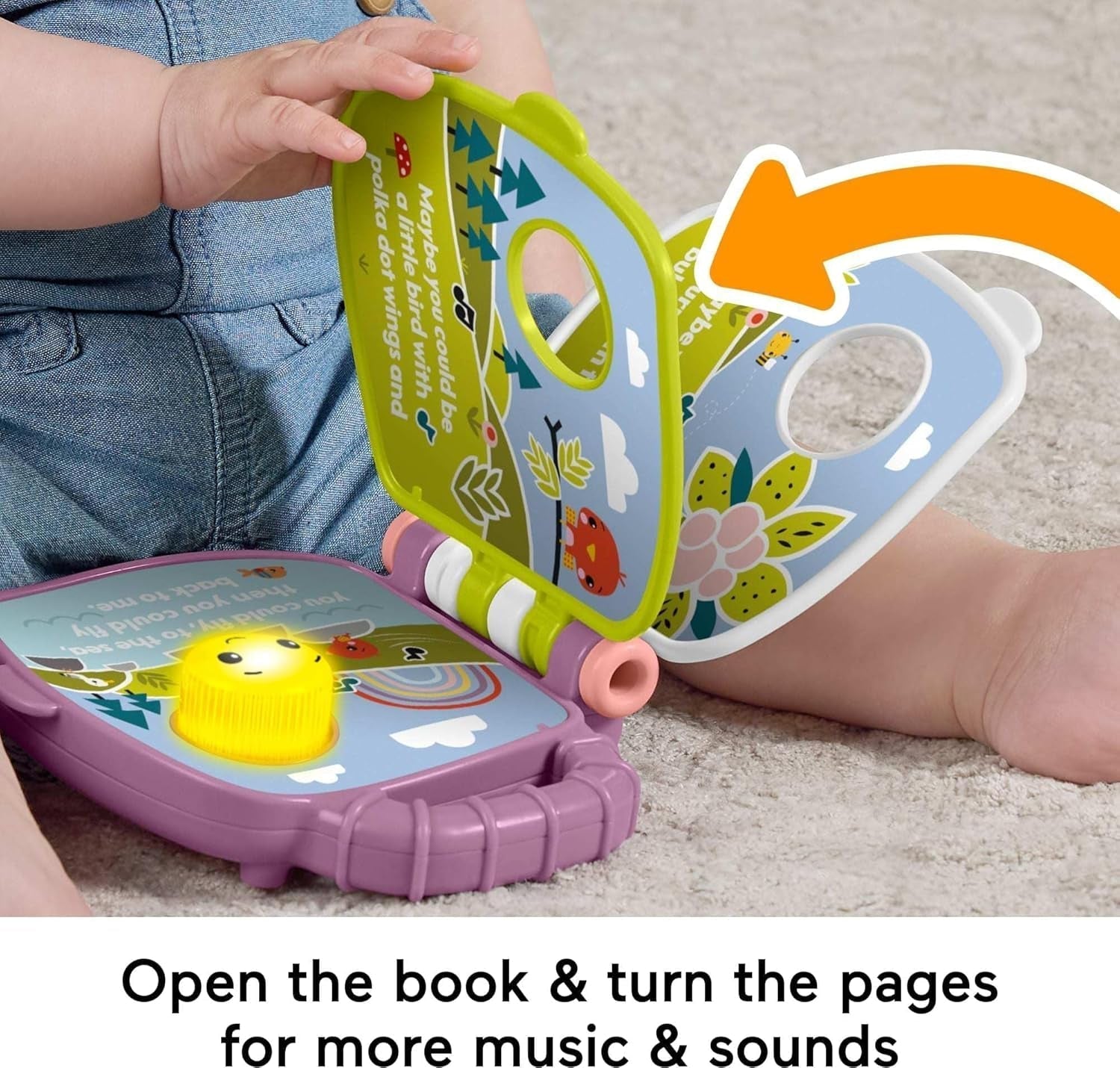 Fisher-Price Baby Toy Purple Monkey Musical Storybook cu lumini și sunete pentru sugari și copii de 6+ luni Jucarii Bebe Naty Shop