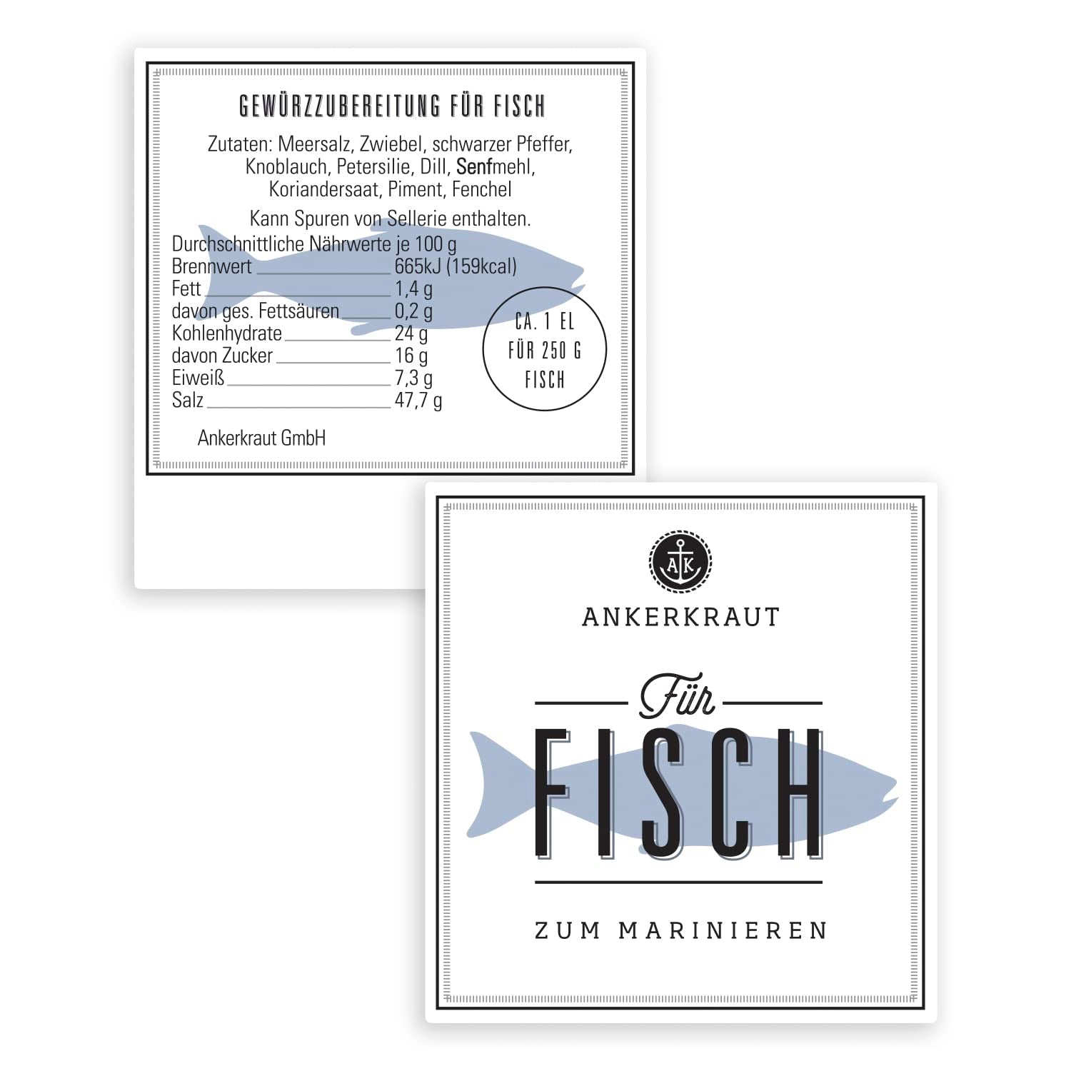 Ankerkraut Für Fisch, zuckerfrei, mit Zwiebel, Knoblauch et Pfeffer, 230 g dans la rue