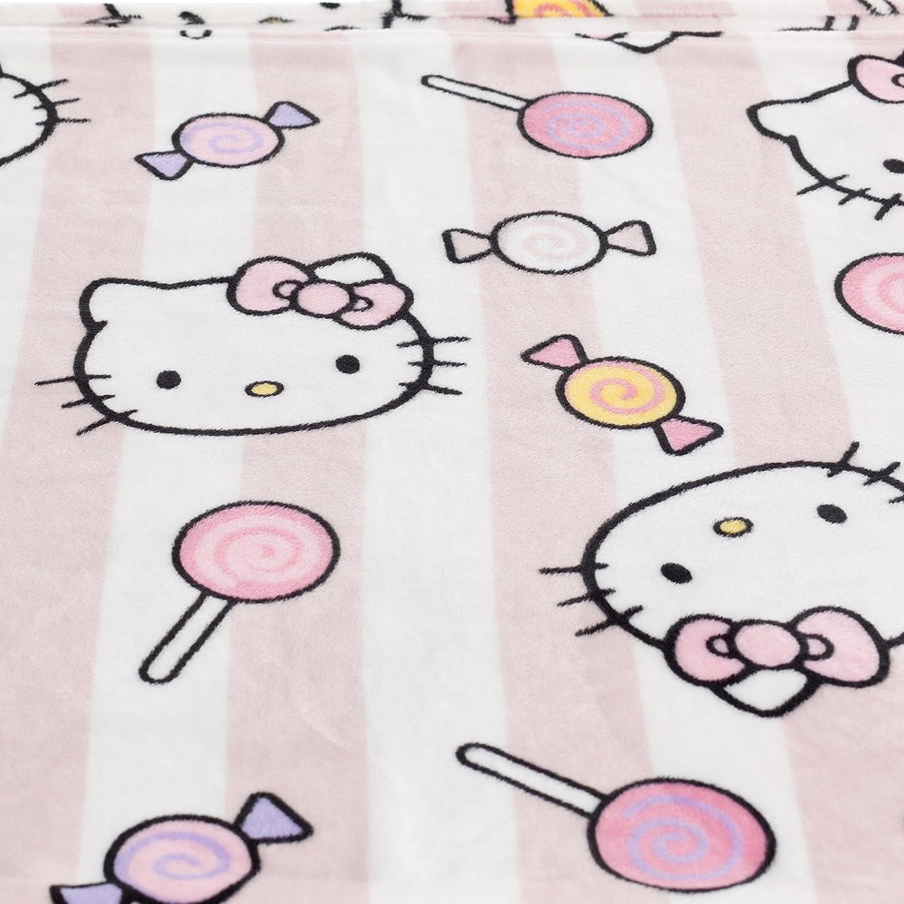 Couvre-lit Hello Kitty, rose, couverture douce 130X170Cm, couvre-lit en microfibre couvre-lit ou couvre-lit canapé. Qualité avec certificat Oekotex, Sanrio Lits et Couvertures Besuche den Kanguru-Store