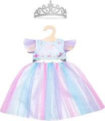 Heless 1130 - Kleid für Puppen im Design Fee und Einhorn, mit silberner Krone, Größe 28 - 35 cm