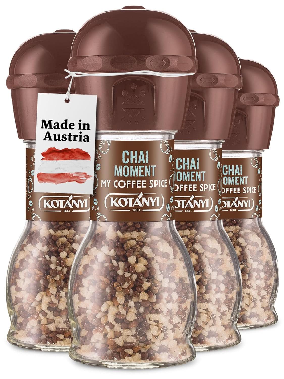 Garniture pour café Kotanyi Cacao Kiss | Merveilleux chocolat avec de fins morceaux de chocolat Pack de 4 (4 X 63 grammes) Naty Shop Chai Moment 4 x 50 grammes