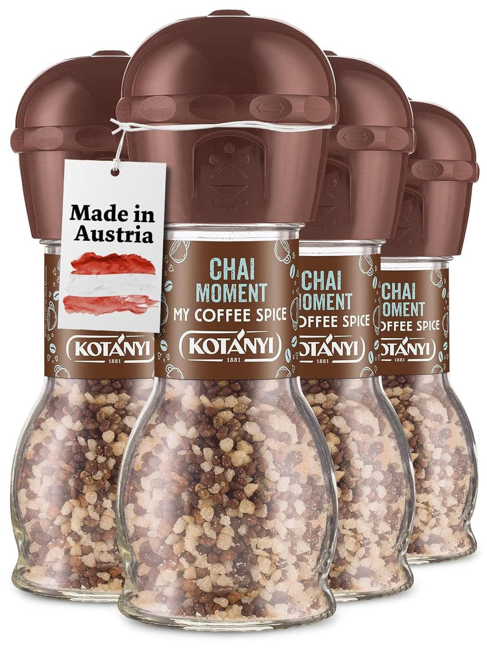 Garniture pour café Kotanyi Cacao Kiss | Merveilleux chocolat avec de fins morceaux de chocolat Pack de 4 (4 X 63 grammes) Naty Shop Chai Moment 4 x 50 grammes