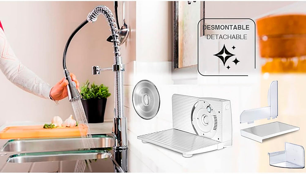 Trancheuse électrique universelle MPM MKR-05, épaisseur de coupe réglable jusqu'à 15 mm, 150 W Broyeurs et trancheurs Naty Shop