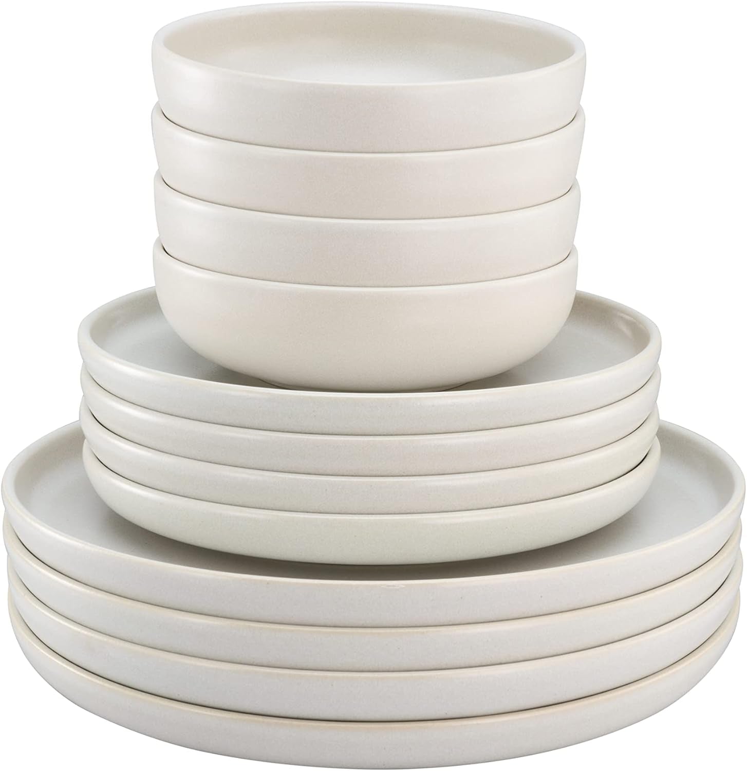 CreaTable, 33065, Service de table 12 pièces série Uno jaune-blanc, service d'assiettes en porcelaine, passe au lave-vaisselle et au micro-ondes, fabriqué au Portugal