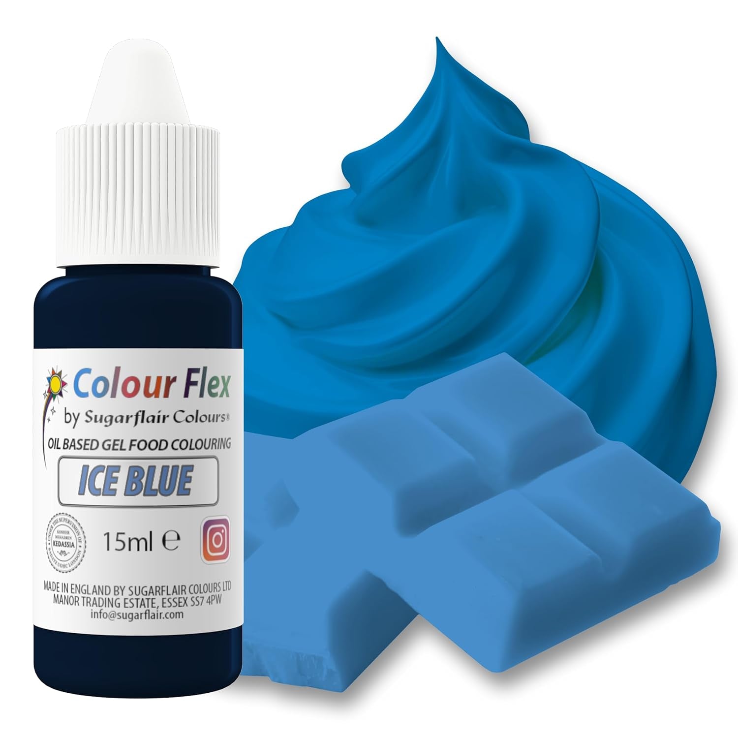 Colorant alimentaire à base d'huile Sugarflair Colourflex, bleu royal, colorant alimentaire liquide hautement concentré, colorant alimentaire pour crème au beurre, chocolat, pâte, fondant, glaçage et plus encore - 15 ml