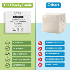 Les serviettes de cocktail en bambou Cheeky Panda | serviettes blanches 100 pièces serviettes en papier