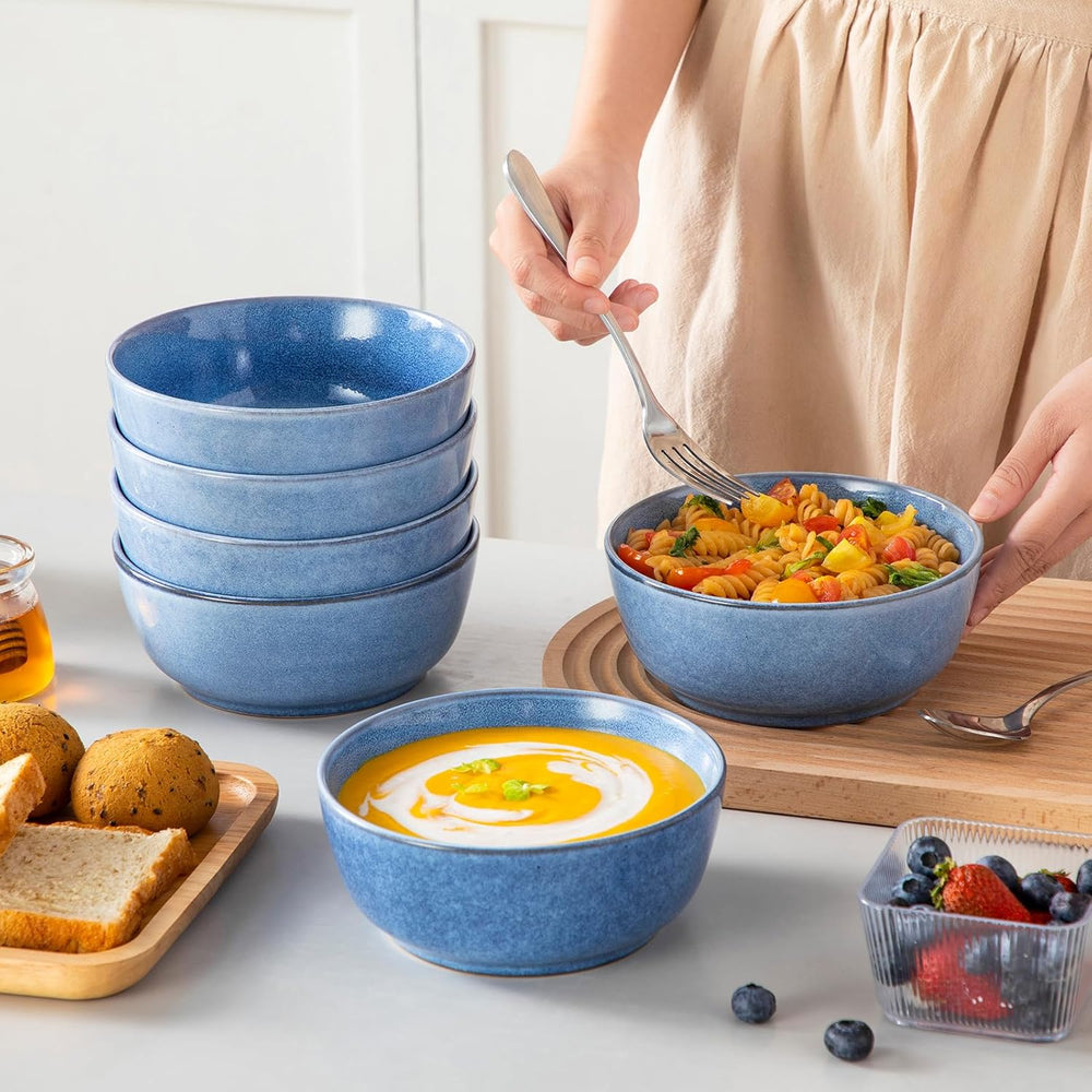 Ensemble de cuisine pour 6 personnes, vancasso ANYA Blau Teller Set Modern 24 teilig, Tafelservice mit Speiseteller, Suppenteller, Desserttellern, Schüsseln, Geschirr Set Spülmaschinen et Mikrowellenfest