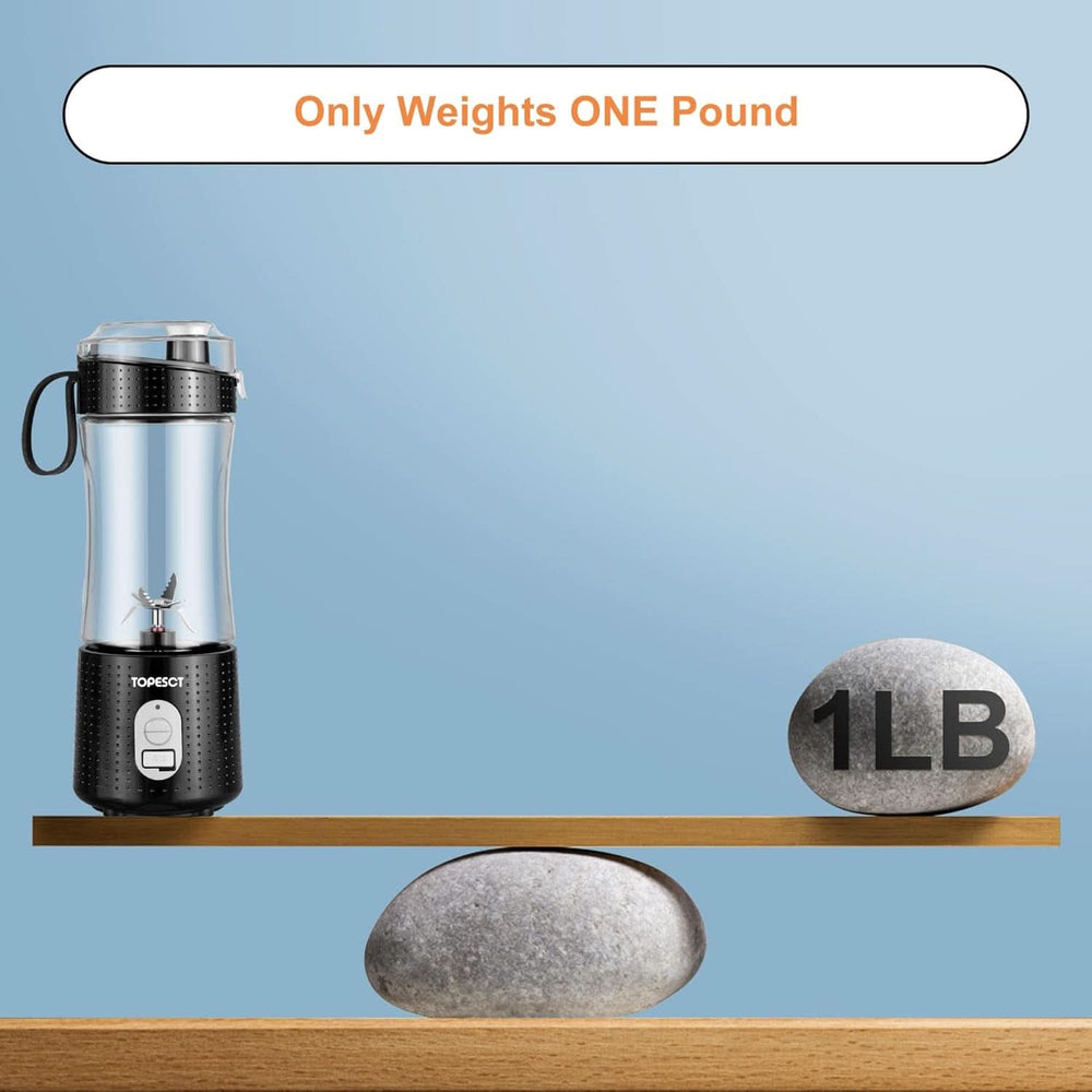 Topesct Mélangeur à emporter, Smoothie Maker to Go – Mixeur sur socle mobile/Mini mixeur électrique avec connexion 3D pour mixeurs à emporter, Presse-agrumes USB 13 oz (Noir) Cuisine Naty Shop