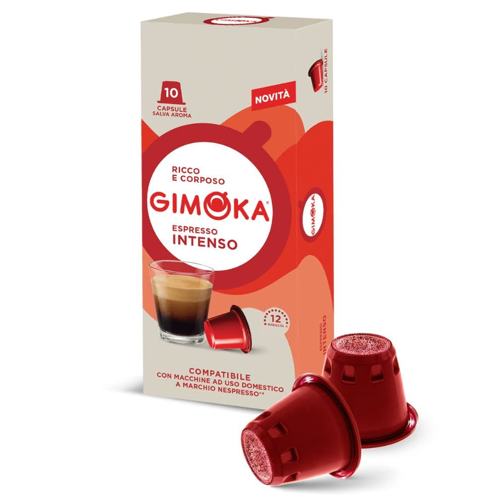 Gimoka Kaffeekapseln Espresso Intenso, Intensität 12/13-100 Kapsel - Compatible avec Nespresso* Haushalts-Espressomaschinen - 100 Stück (10 x 10 Getränke) - Hergestellt en Italien