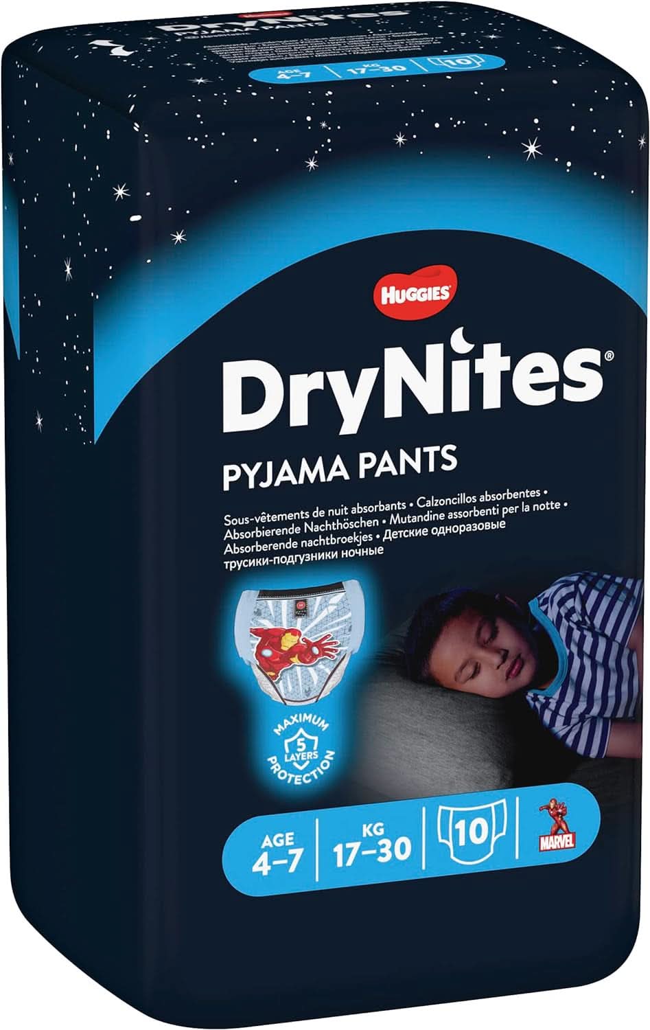 Couches de nuit HUGGIES Drynites, pour garçons 4-7 ans (17-30 kg), 30 pièces Naty Shop