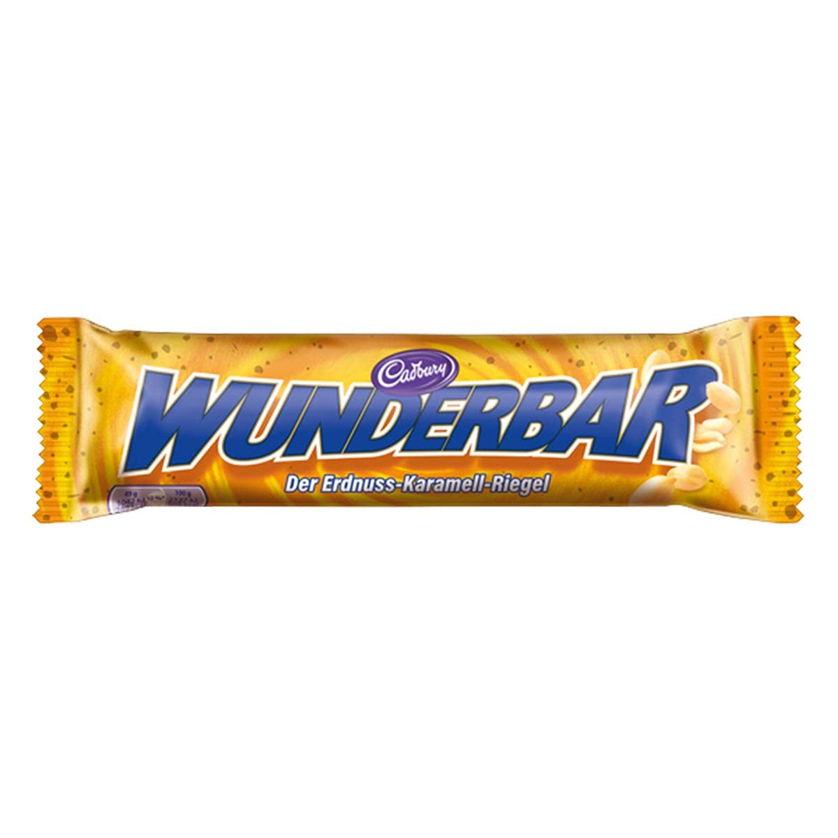 WUNDERBAR Peanuts – Barres de cacahuètes au caramel emballées individuellement avec des morceaux de cacahuètes croquants – 24 x 49g