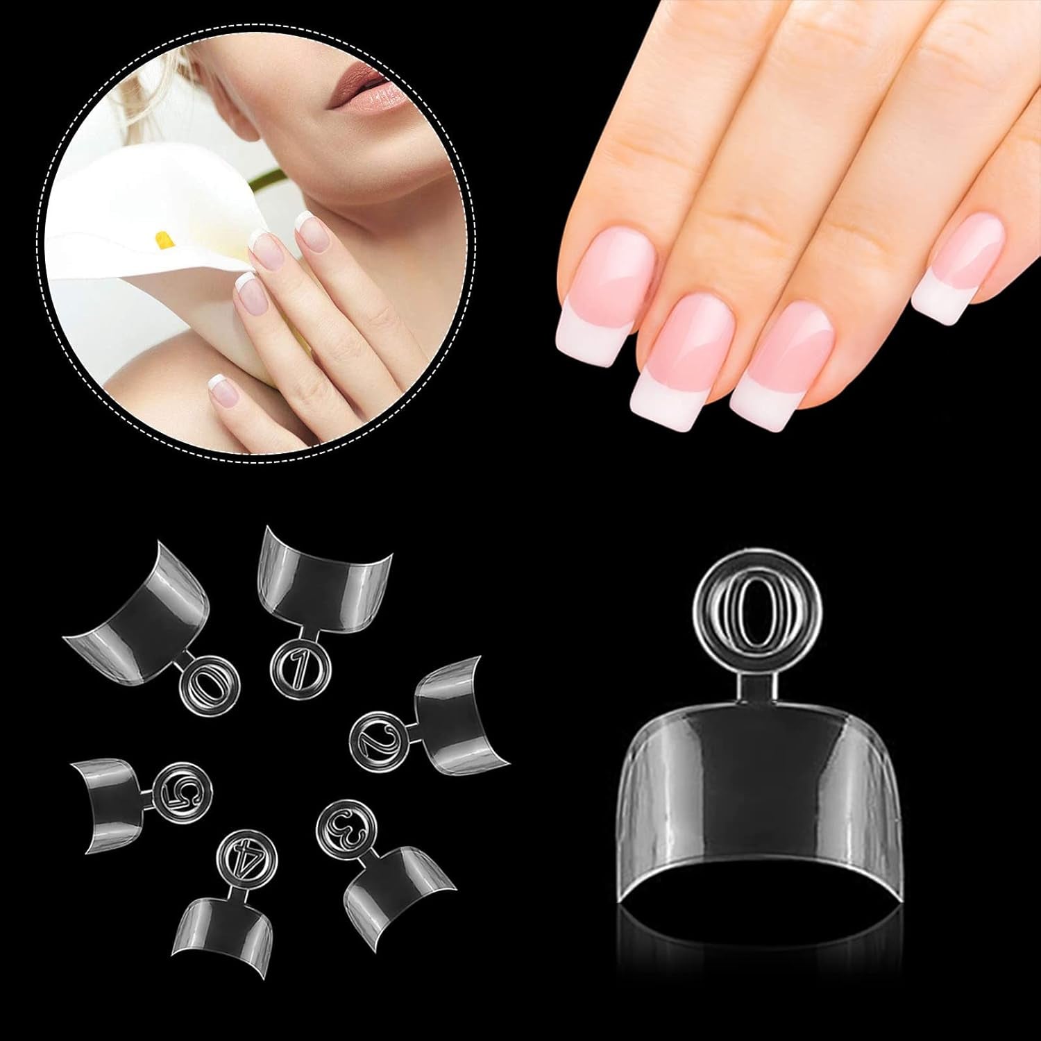 Faux ongles ovales, 12 tailles, pointes courtes, demi-couverture française, pour bricolage, Salon de manucure, Transparent, 600 pièces