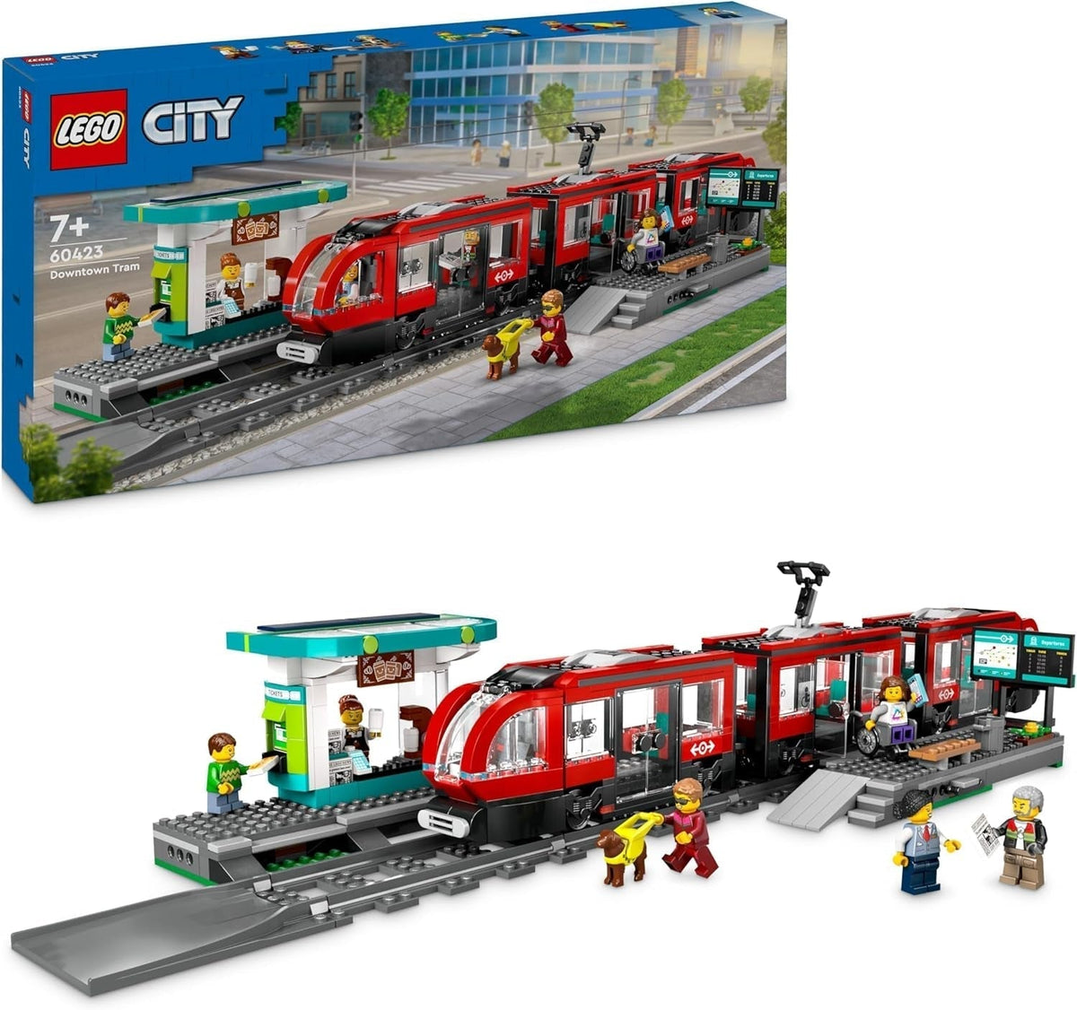 Tramway LEGO City avec gare, idée cadeau pour les fans de véhicules à partir de 7 ans, avec 6 figurines et un chien-guide pour jouer un rôle, jouet de construction 60423 Jeux de construction Besuche den LEGO-Store Titre par défaut