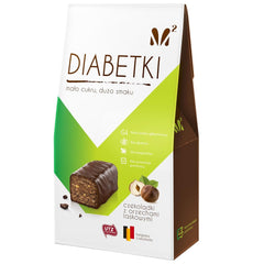Pralines aux noisettes DIABETKI, chocolat sans sucre, délicieuses douceurs pour consommateurs conscients et diabétiques, snacks sans gluten et végétariens 100g