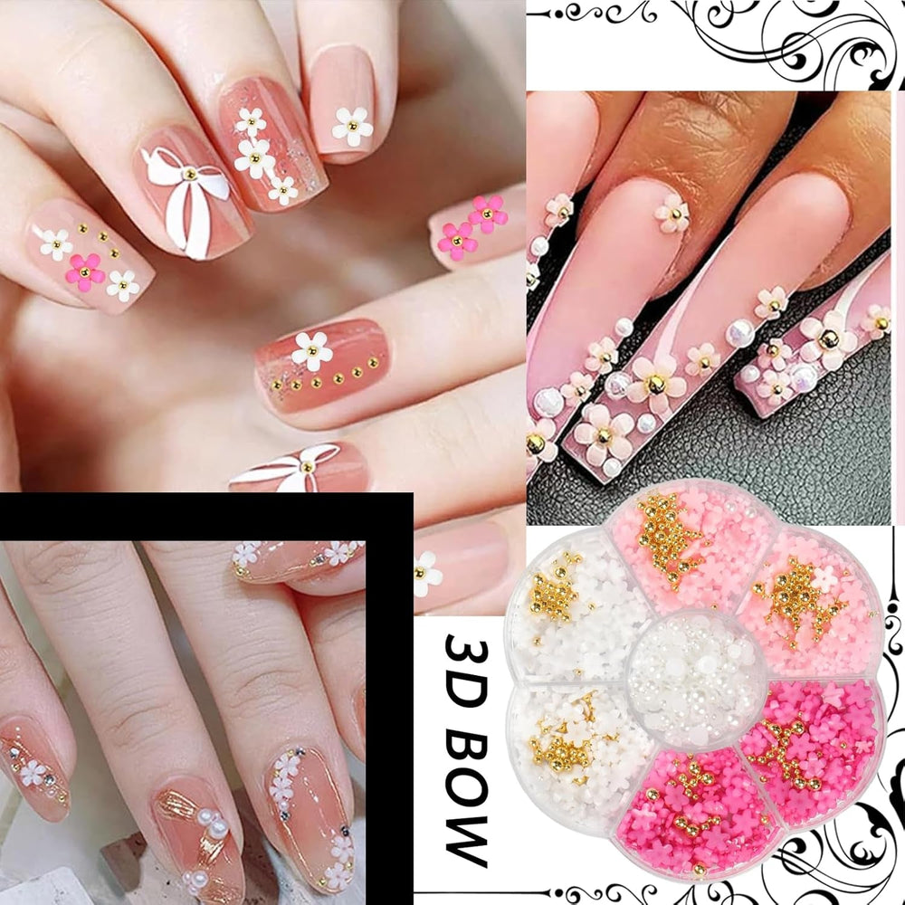 1 Carton Nail Art Charms, Fleurs 3D Charms d'art, Acryl Blumen Nagel Strass Mit Ornamenten, Nagel Edelsteine, Nagel Zubehör Für Mädchen, Décoration d'art, DIY Handwork Nail Design