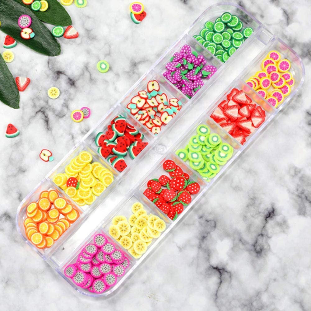 4 Set Nagel Obst Scheiben, Basicon Niedliche Obst Polymer Scheiben Obst Scheibe Nail Nagel 3D Obstscheibe Nail Art Slice For DIY Liefert Maniküre Dekoration Schleim Zubehör Nageldekorationen, 4 Stile