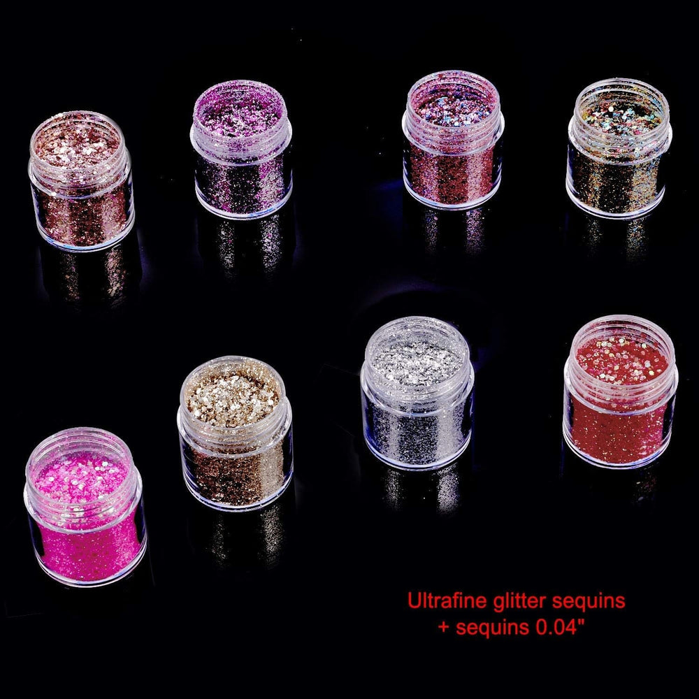 HOWAF 12 boîtes de pinceaux à paillettes pour le visage et le corps, maquillage à paillettes pour les yeux, les lèvres, les cheveux, décoration du corps, Halloween, Noël, festival, mascarade, accessoires de maquillage