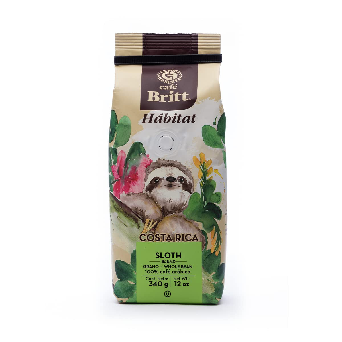 Café Britt® - Sachet de café Costa Rican Habitat (340 g) (paquet de 3) (Café de : Paresseux, Lapa et Cariblanco) – Grains entiers, 100 % Arabica, casher, sans gluten, gastronomique et torréfaction moyennement ouverte et foncée.