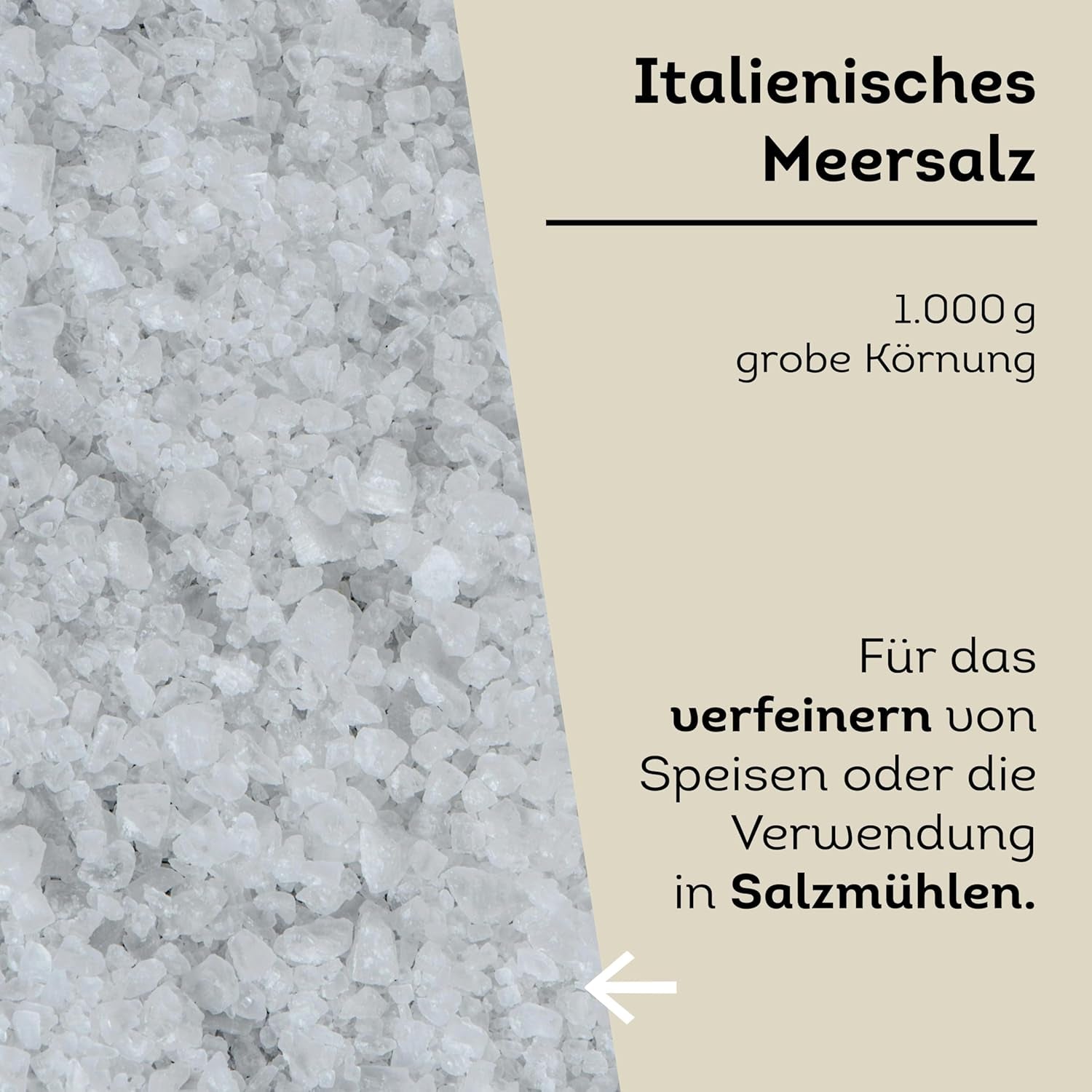 Küper Selection Meersalz - 1000g de gros sel pour assaisonner et affiner - ohne Zusätze oder chemische Nachbehandlung