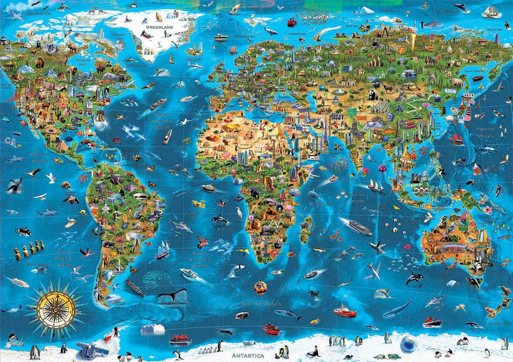 Educa - Puzzle 1000 pièces pour adultes | Merveilles du monde, puzzle de 1000 pièces pour adultes et enfants, attractions touristiques, carte du monde. Puzzle pour adultes à partir de 14 ans (19022) Puzzle Naty Shop