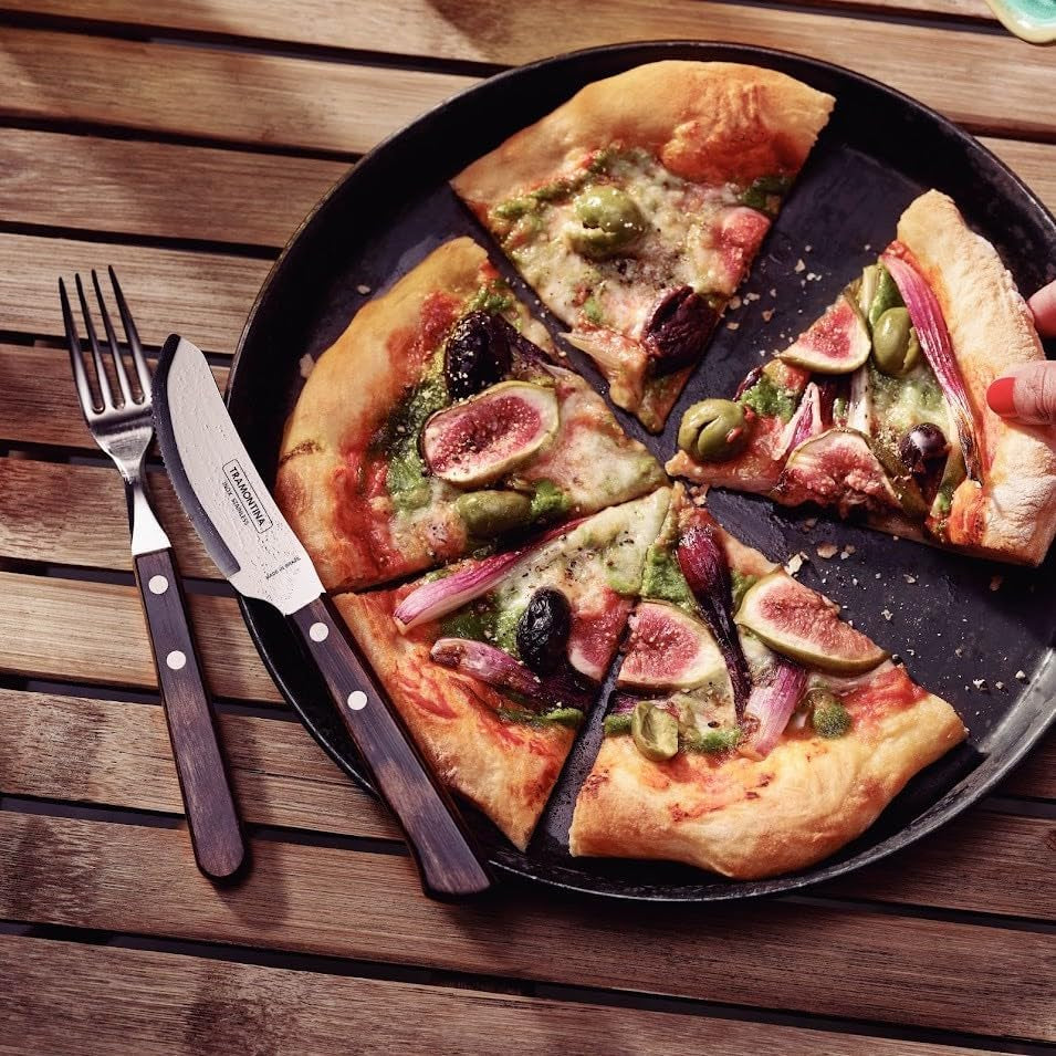 Tramontina PIZZA Besteck, 8-Tlg Set, Für 4 Personen, Rostfreier Edelstahl, Fsc-Zertifizierte Holzgriffe, Spülmaschinenfest Kitchen Naty Shop