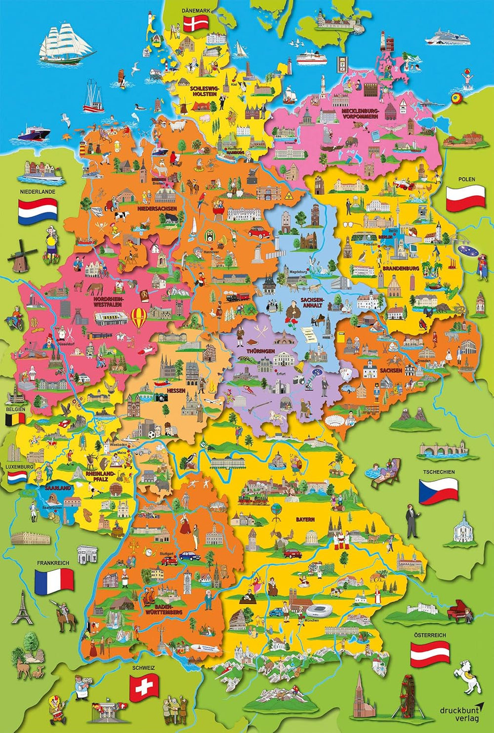 Carte de l'Allemagne avec images (puzzle pour enfants) Puzzle Naty Shop