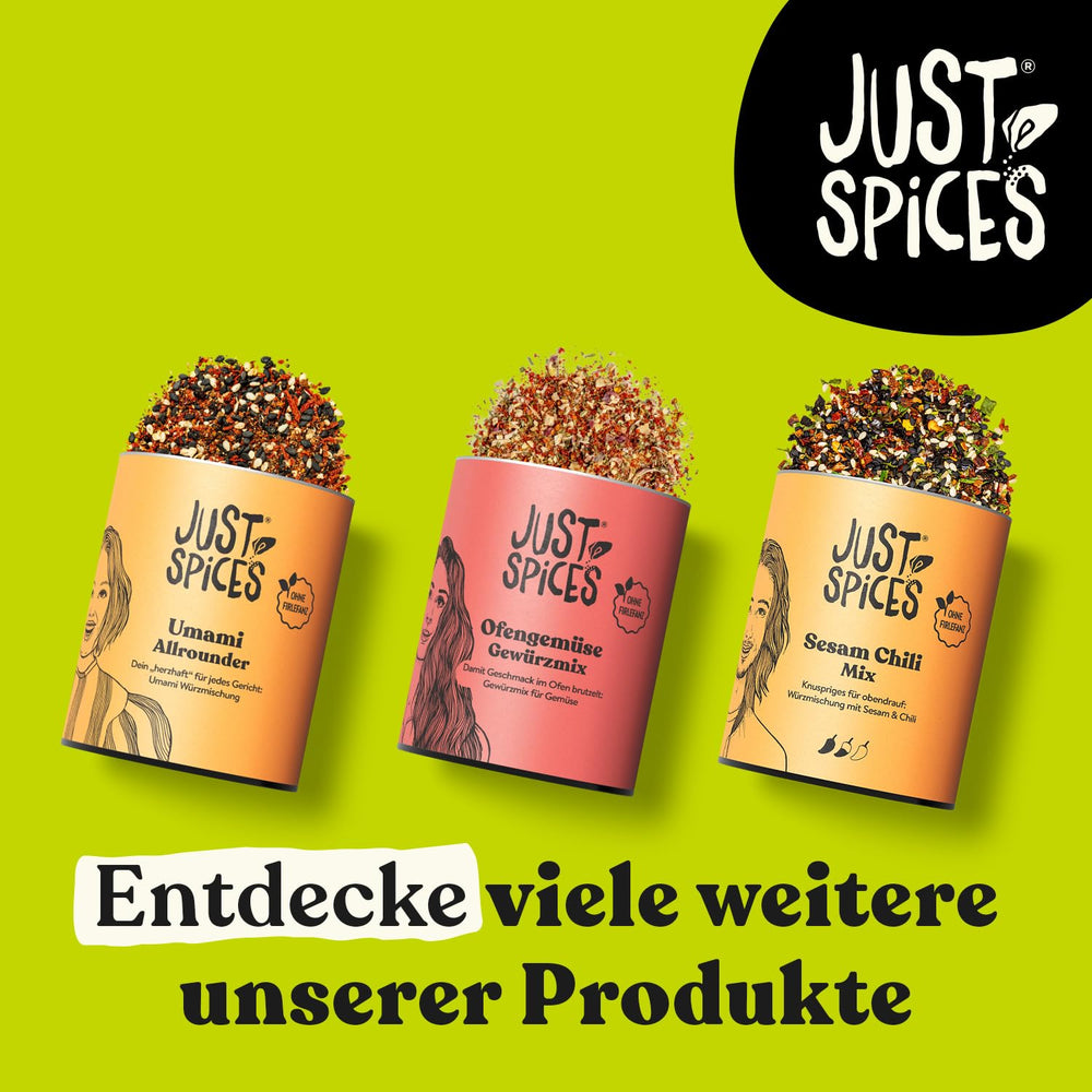 Just Spices Umami Allrounder I Soßen, Fleisch, Gemüse & more herzhaft würzen I Gewürzdose, 55 g