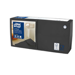 Tork Linstyle 509542 Serviettes cocktail noires, pli 1/4, 1 pli, 23,8 x 23,8 cm, 1 x 100 serviettes