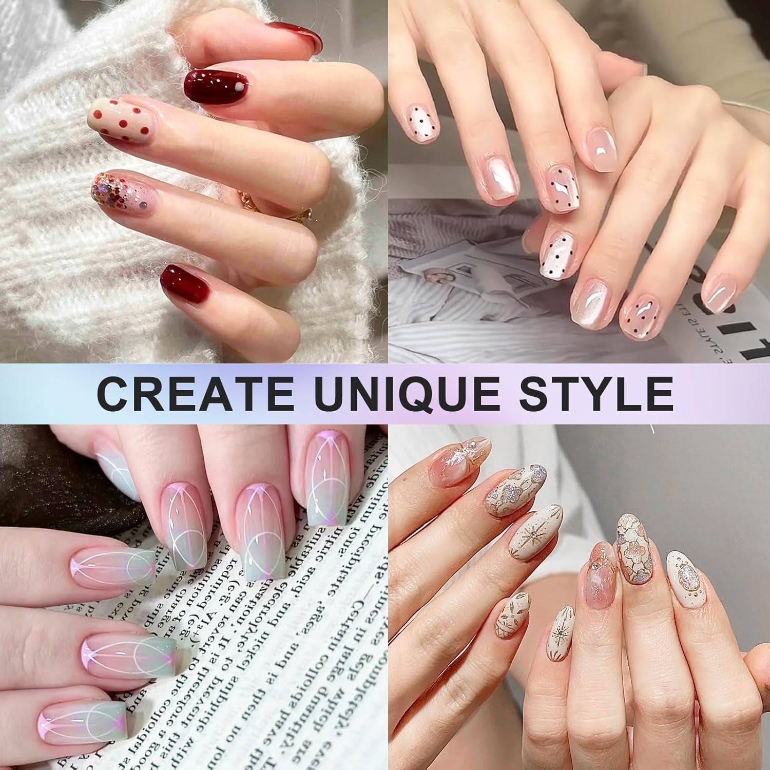 5 pièces Nagel Pinsel, Pinsel Für Gelnägel, Nageldesign Pinsel, Nail Art Dotting Tools, pour Herstellen von Nagellack, Punktieren, Feinmalerei, DIY