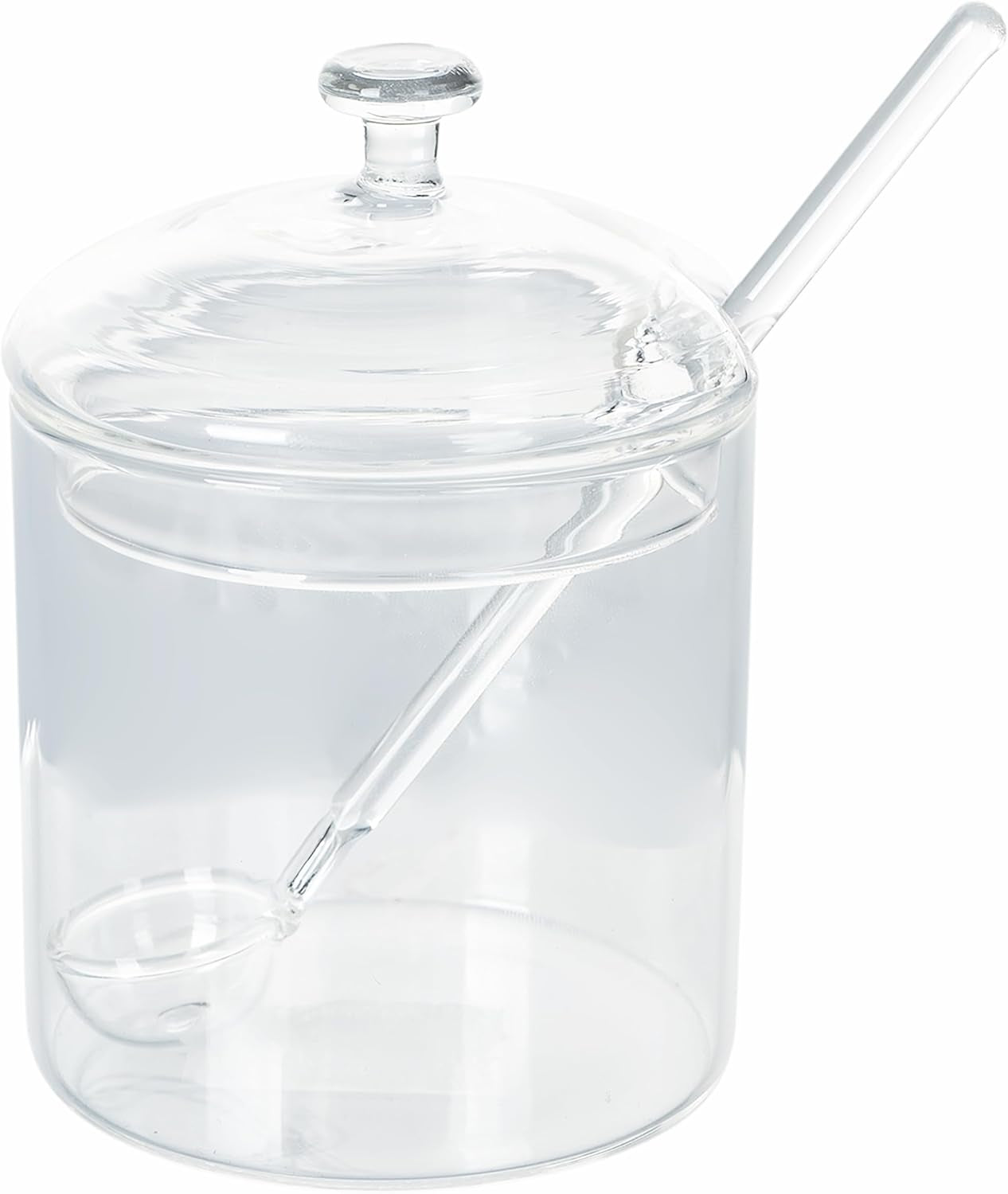 Pot en verre borosilicaté transparent de 300 ml avec couvercle et cuillère Good Morning