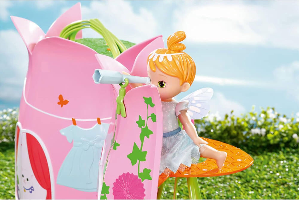 BABY Born Storybook Cottage, Maison de poupée pliante pour poupées de 18 cm avec table, cheminée, chaise longue et télescope, rose vert, 833803 Zapf Creation Dollhouses Naty Shop