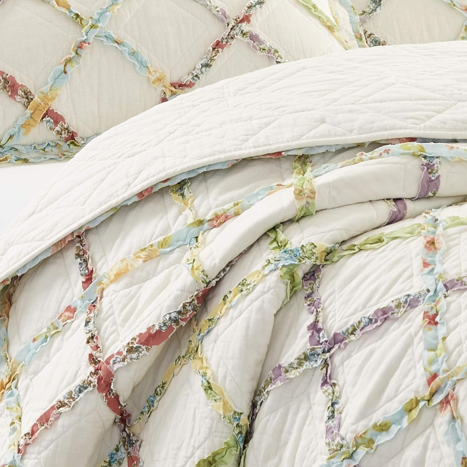 Laura Ashley Home Couette Rüschen Garden Collection, 100% coton, Ultra douce, Pour toutes les saisons, Réversible, Elégante, Lit double, Couleur Crème (197783) Couettes et couettes Naty Shop