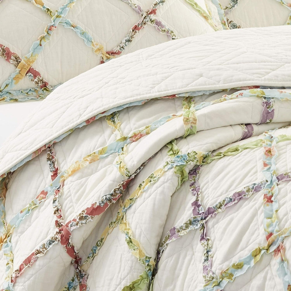 Laura Ashley Home Couette Rüschen Garden Collection, 100% coton, Ultra douce, Pour toutes les saisons, Réversible, Elégante, Lit double, Couleur Crème (197783) Couettes et couettes Naty Shop