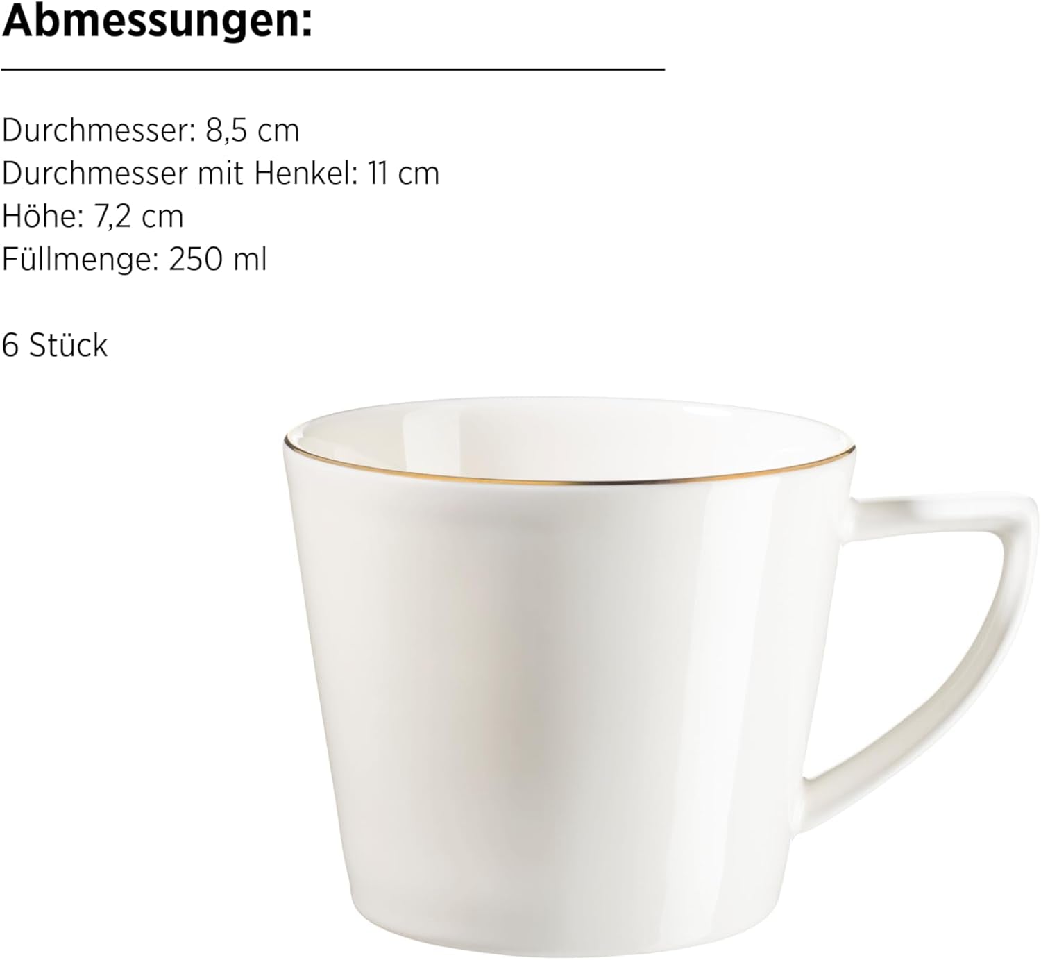 MÄSER, Serie Sita, Teller Set Für 6 Personen, Essgeschirr Aus Weißem Porzellan Mit Goldrand, Schlicht, Elegant, Porzellan, Weiß Seturi vesela masa Naty Shop