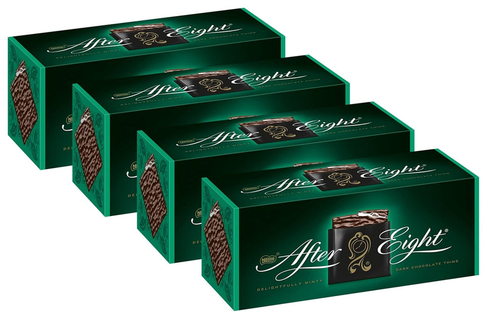 NESTLÉ after EIGHT, fines tablettes de chocolat noir fourrées à la crème de menthe Bonbons au chocolat Naty Shop 4 x 200 grammes Tablettes de chocolat