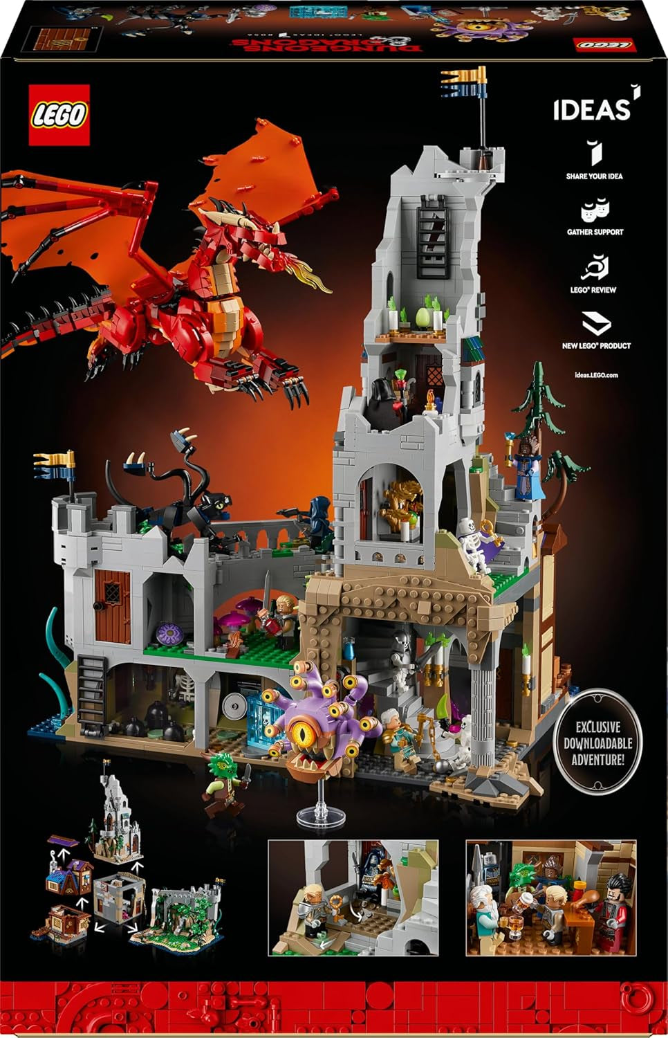 LEGO Ideas Donjons & Dragons : La saga du dragon rouge, jeu de construction pour adultes, idées cadeaux Donjons et Dragons pour les fans, jeu de construction fantastique, activité créative 21348 Jeux de construction Besuche den LEGO-Store