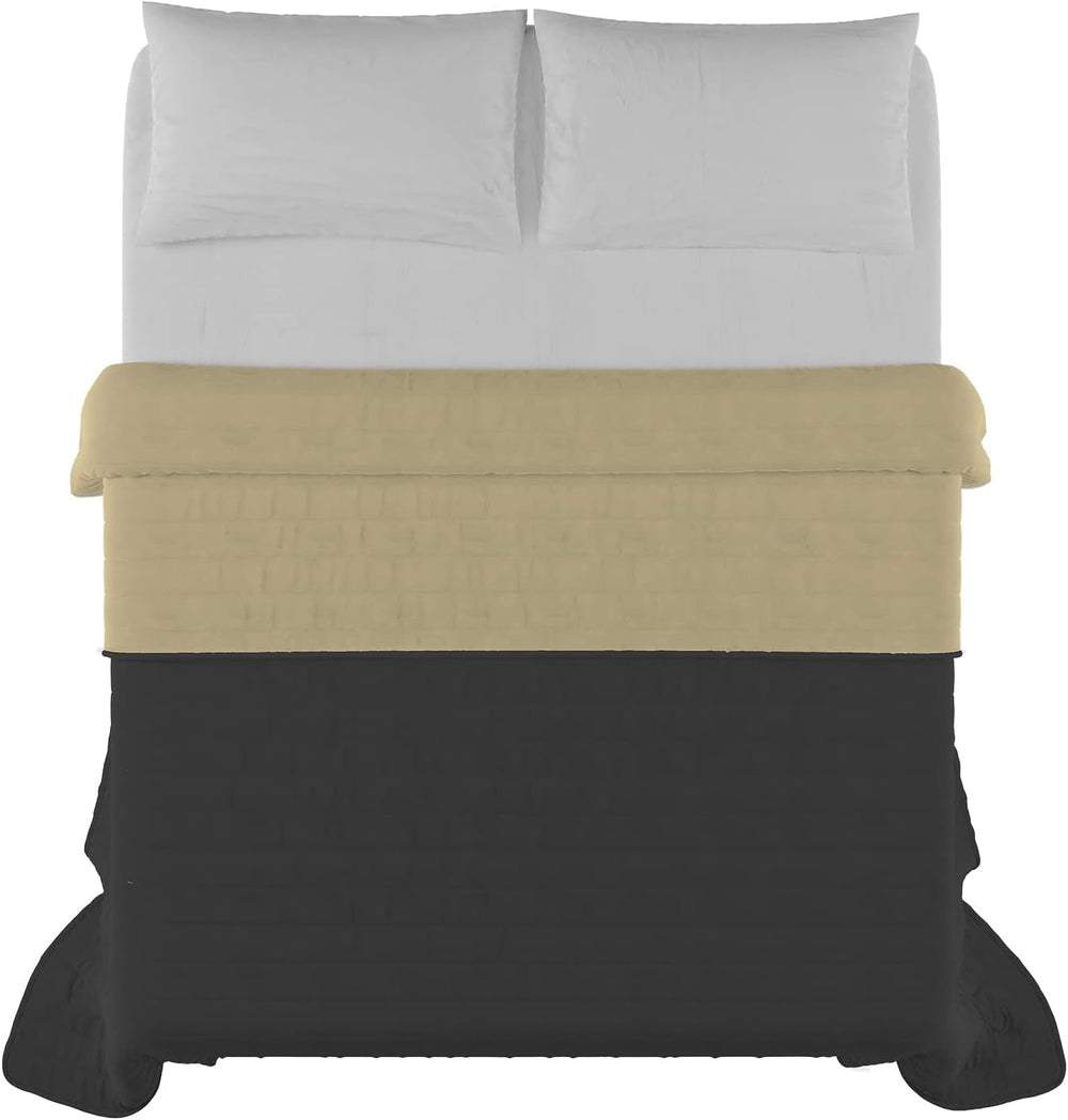 Literie italienne Estivo lit double, microfibre, châtaigne/gris, 260 X 270 Cm Couettes et couettes Naty Shop