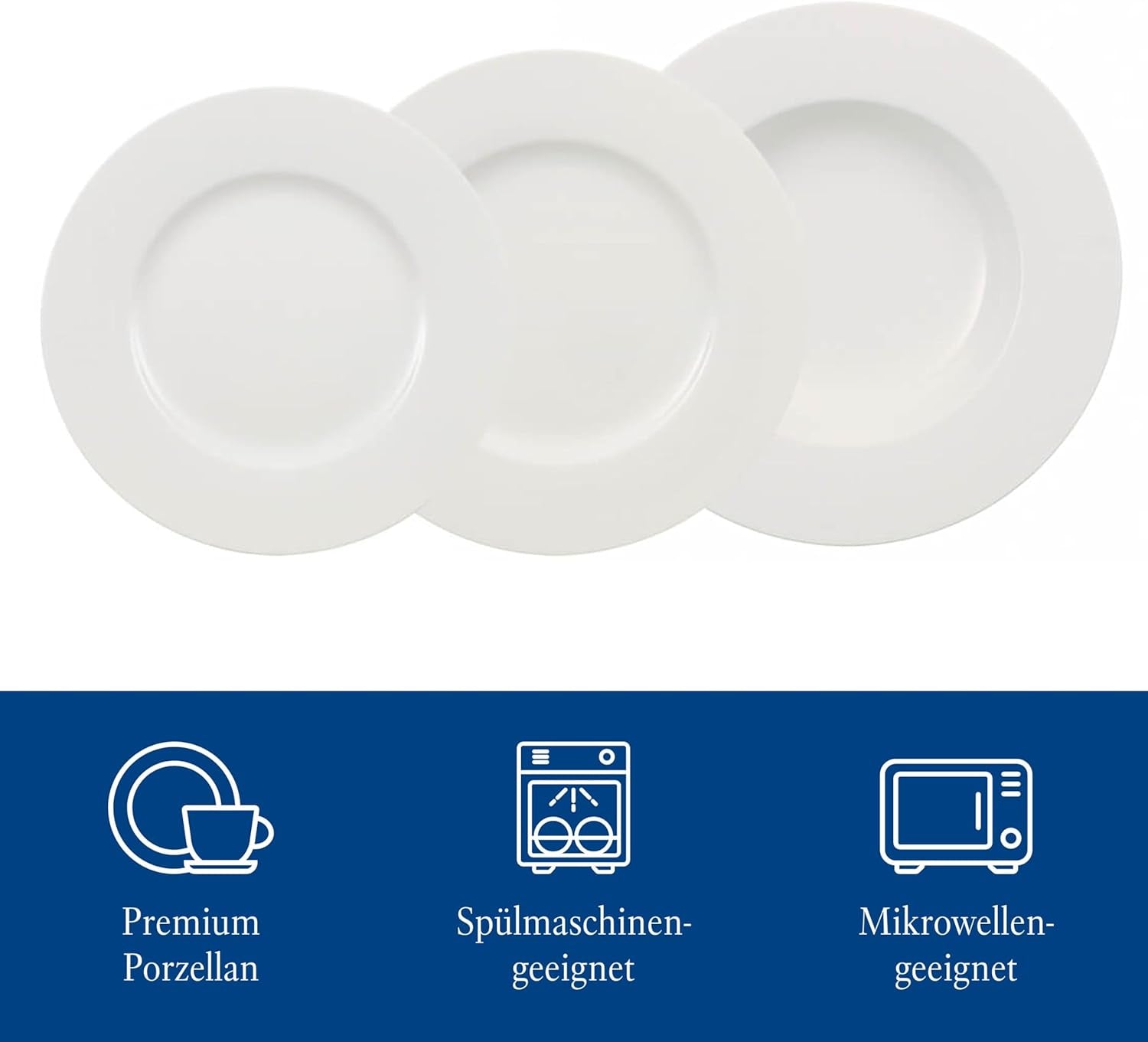 Villeroy & Boch Wonderful World Service de table 12 pièces, passe au lave-vaisselle et au micro-ondes, blanc, assiettes, vaisselle, porcelaine, assiettes plates, service de table moderne, porcelaine premium