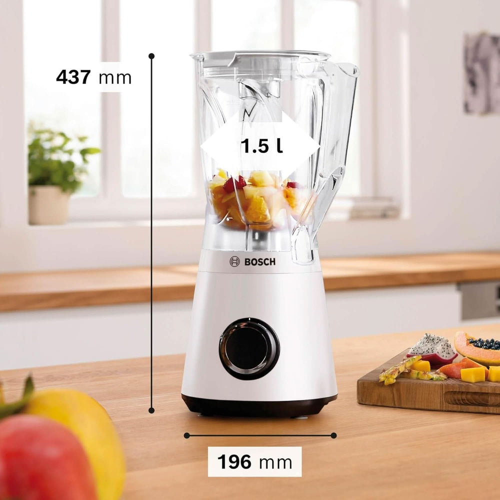 Batteur sur socle Vitapower série 4 MMB6141W, haute puissance en acier inoxydable, 1,5 L Tritan-Mixbehälter, Spülmaschinengeeignete Teile, 30 000 U/Min, 1200 W, blanc mère et enfant Naty Shop