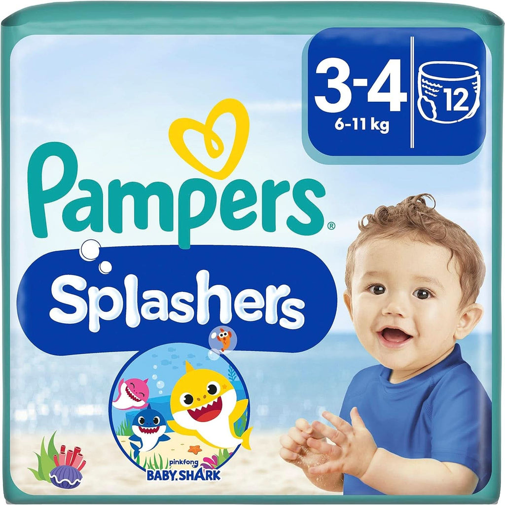 Pampers Scutece pentru copii mărimea 4-5, Splashers, Scutece de baie de unică folosință pentru protecție sigură în apă Mama si Copilul Naty Shop 3-4 (12 buc)