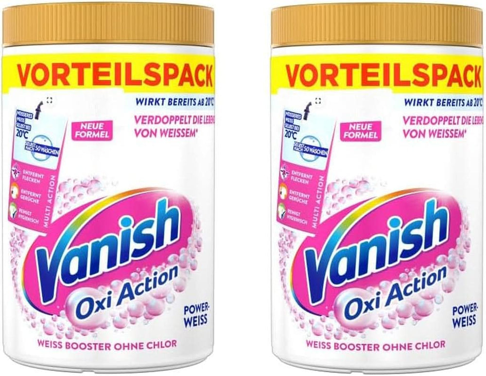 Vanish Oxi Action Powerwhite Poudre - 1 X 1,125 Kg - poudre détachante et améliorant le linge sans chlore - pour linge blanc Détergents à Lessive Naty Shop