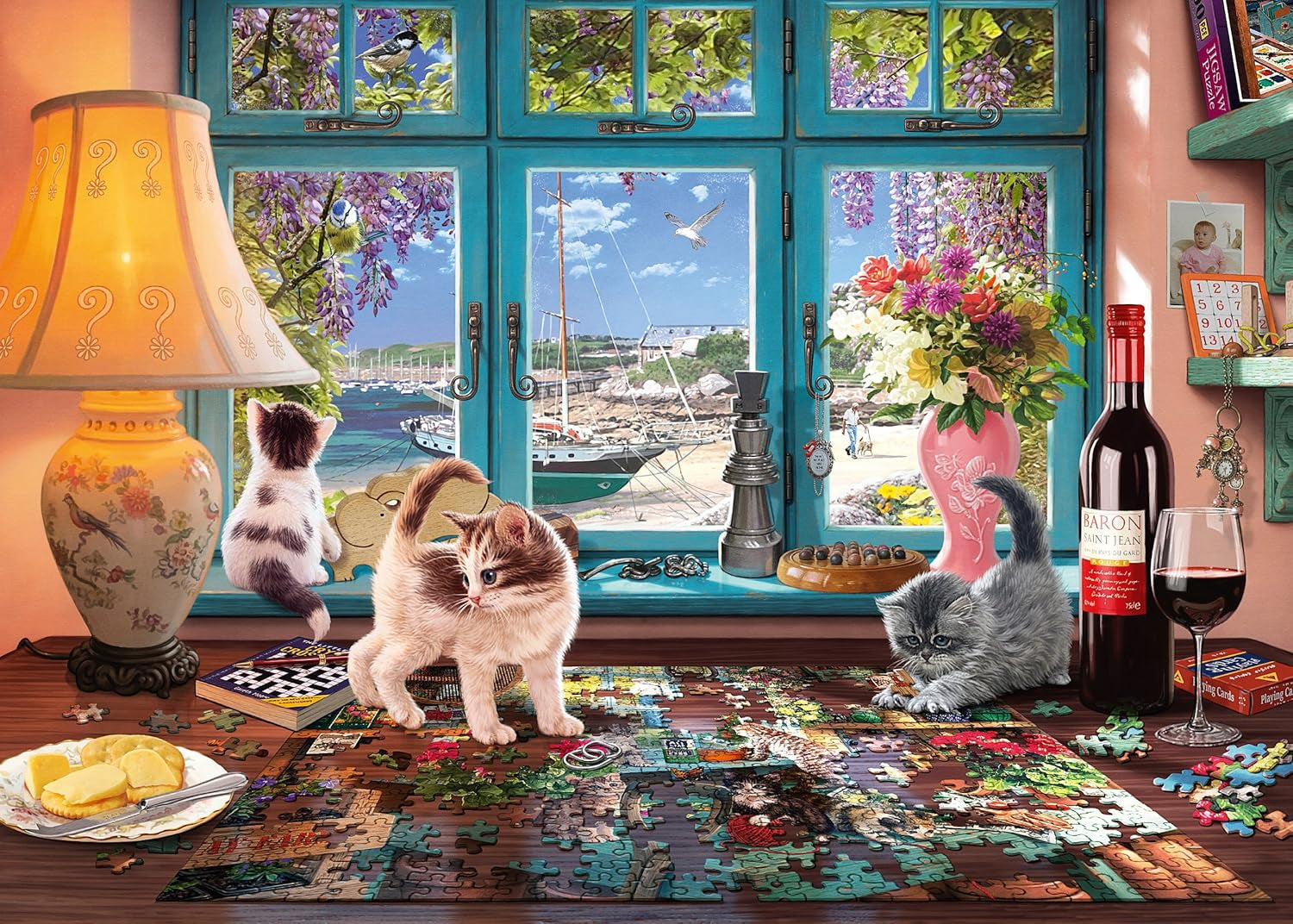 Schmidt Spiele 58344 À la table du puzzle, puzzle 1000 pièces Puzzle Naty Shop