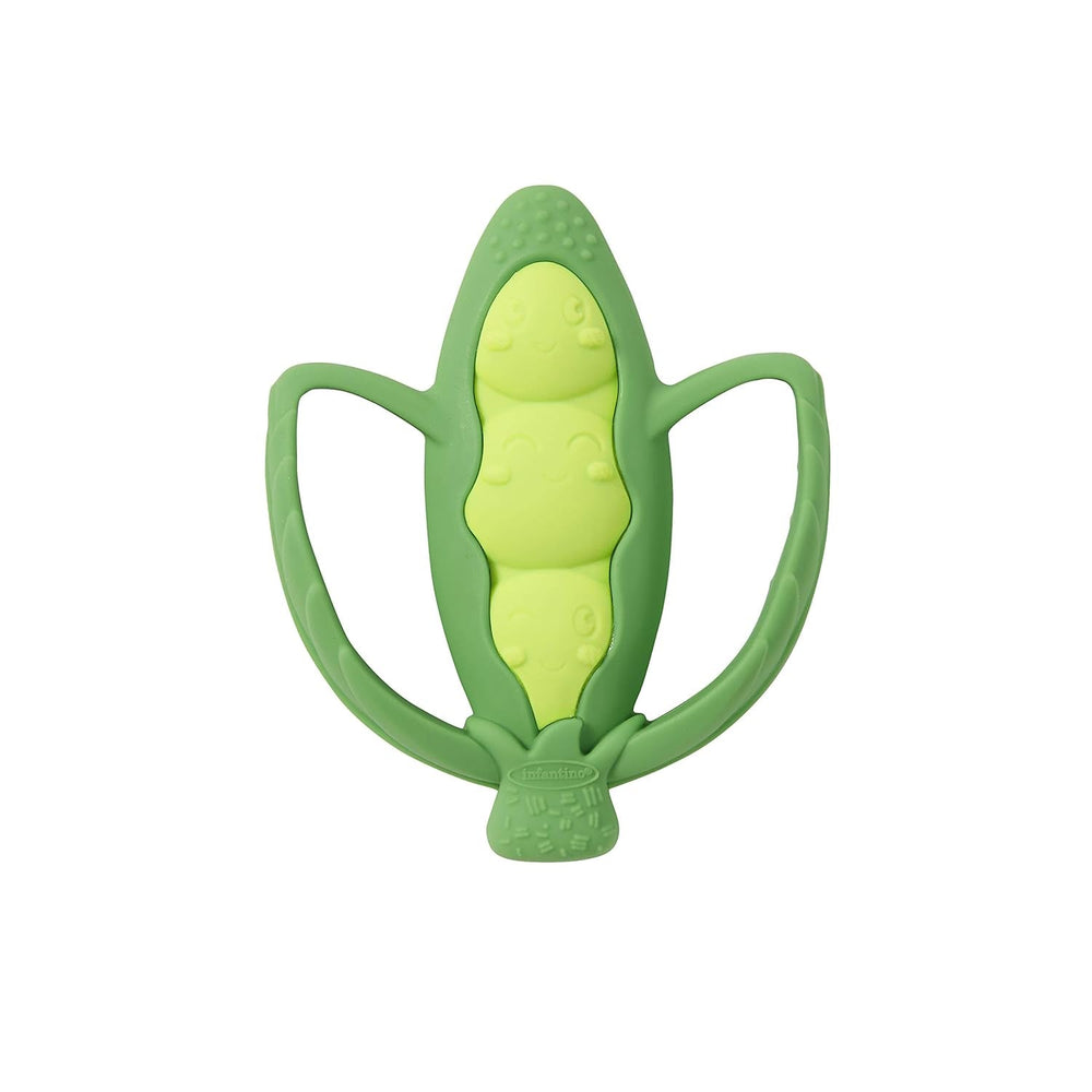 Infantino Lil' Nibbles, anneau de dentition en silicone texturé, jouet de dentition pour bébé sans BPA, doux, facile à tenir, stimulation sensorielle pour nourrissons, brocoli