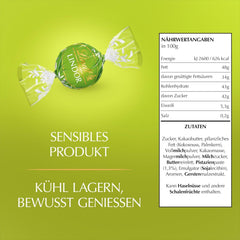 Lindt LINDOR Chocolat à la pistache | Sac refermable de 1 kg | env. 80 boules de chocolat au lait fourrées à la crème fondante à la pistache | Colis vrac, cadeau praliné