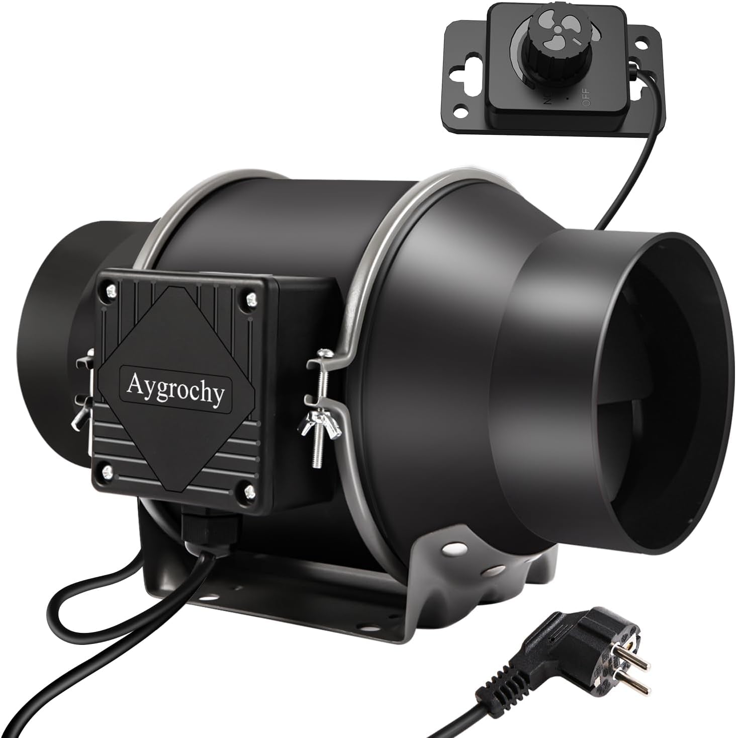 Aygrochy Ventilateur de conduit réglable 200 mm 70 W avec moteur EC pour chauffage, refroidissement, boosters, tentes de culture, culture hydroponique, ménage, ventilation et ventilateur d'échappement.